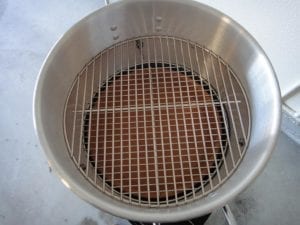 View into Mini WSM of top cooking grate