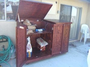 Storage side of enclosure open