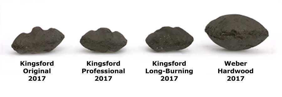 Profile view of Kingsford Original, Kingsford Professional, Kingsford Long-Burning, Weber 100% All-Natural Hardwood
