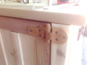 Wooden hinges installed