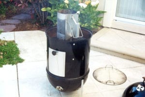 Starting 40 briquettes in a Weber chimney