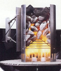 Cutaway chimney showing paraffin cubes burning