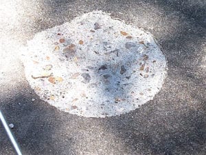 Close-up of exploded concrete patio