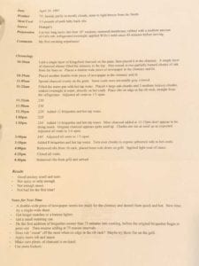 My first cooking log entry