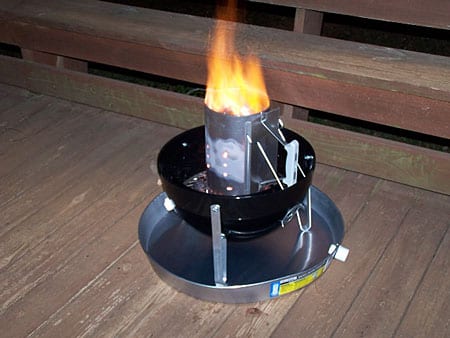 Water heater drip pan in use