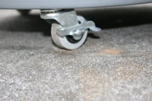 Close-up of caster under satellite dish