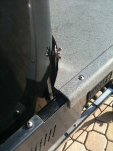 Close-up of J hook and wing nut