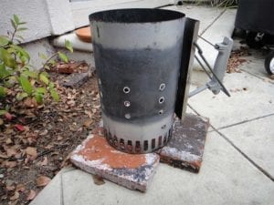 Fire-safe bricks with chimney starter