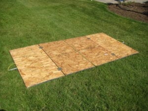 Plywood enclosure laid flat