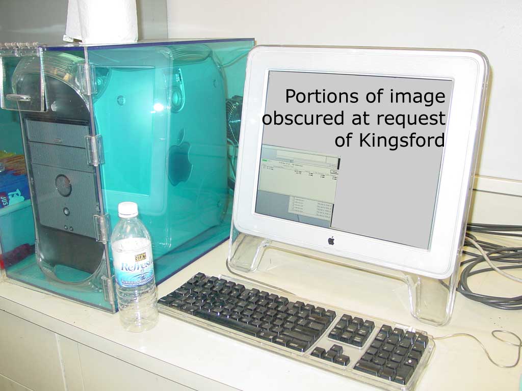 This computer tracked WSM temperature in the window at the lower left of the screen. Areas showing proprietary technology have been grayed-out on the monitor. The blue plastic enclosure helps protect the computer from dust and ashes.