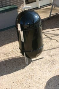 View of lid hanger fastened to cooker