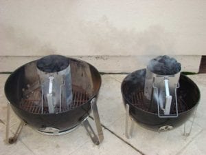 Lighting "blue bag" Kingsford (left) and new Competition Briquets (right)
