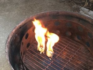 Two burning lighter cubes