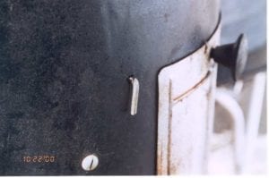 View of support rod entry point