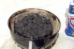 Charcoal chamber filled with briquettes