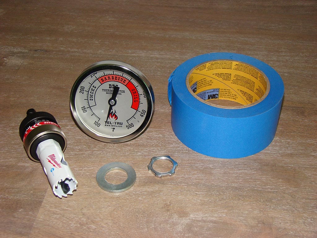 Parts needed for mounting an industrial-grade thermometer