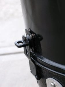 Close-up of section fastener in locked position