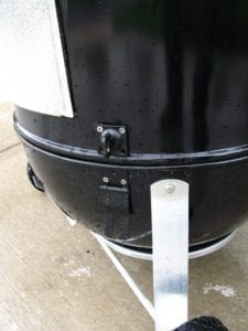 Close-up of section fastener in unlocked position