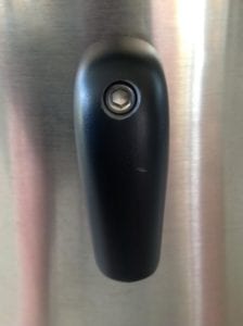 Example of countersunk handle screw