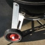 Close-up of wheel mounted on leg