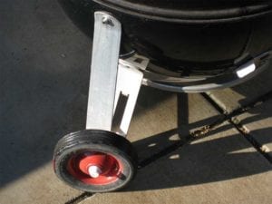 Close-up of wheel mounted on leg