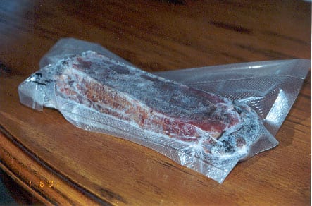 Frozen brisket in Foodsaver bag