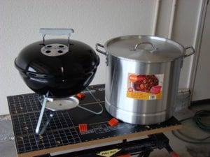 Smokey Joe and a steamer pot