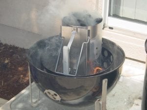 Lighting the chimney starter