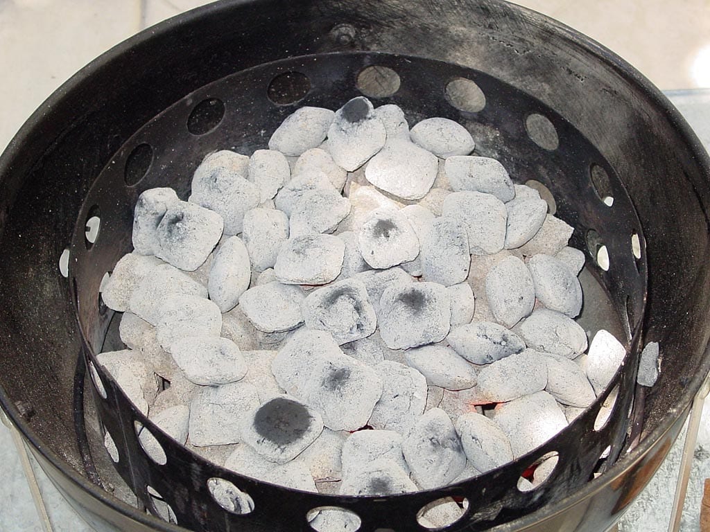 Hot coals ready for cooking