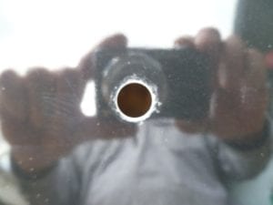 3/8 inch hole drilled