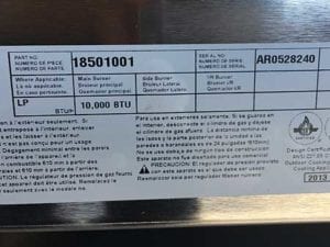 Example of 2016 AR code on a Weber Summit Charcoal Grilling Center