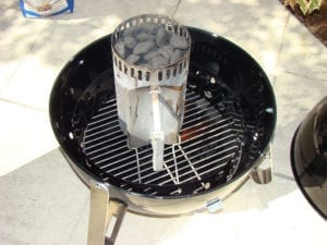 Lighting the chimney starter