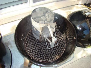 Lighting a chimney full of lump charcoal