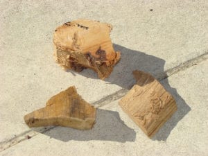 Three chunks of cherry wood