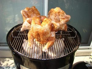Six chickens on cooker