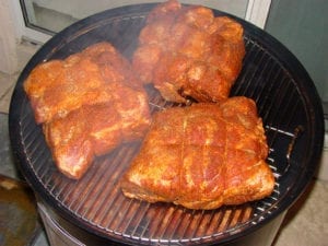 Six pork butts in cooker
