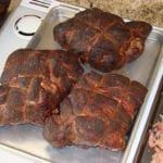 Close-up of three cooked butts