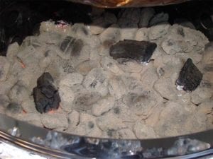 Leftover fuel and ashes after 11.5 hours of cooking