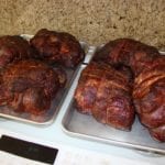 6 finished pork butts in the kitchen