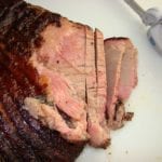 Slicing brisket across the grain