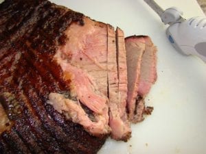 Slicing brisket across the grain