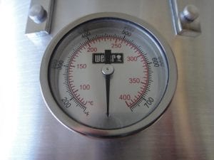 Close-up of thermometer face