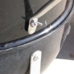 Close-up of tubular brace connection to middle cooking section