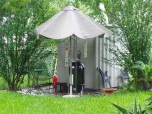 WSM under a patio umbrella