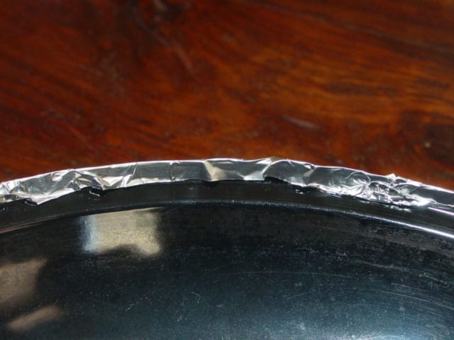 Close-up of foiled pan