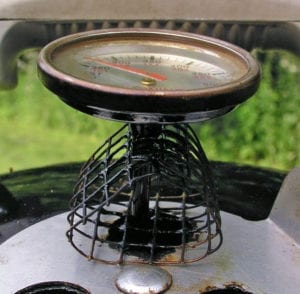 Close-up of metal screen holder