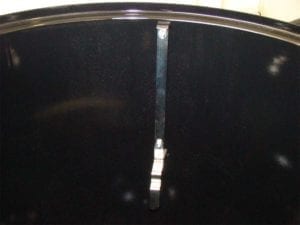 Close-up of grill strap orientation