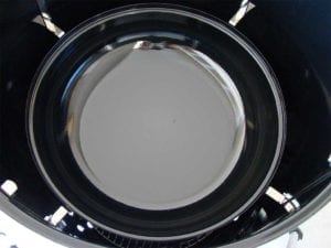 Water pan placed on lowest level flange
