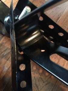 Close-up of detail in steel punched angle platform