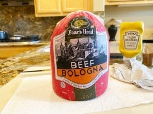 Half chub of beef bologna in packaging